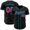 Custom Black Pink-Teal Authentic Baseball Jersey - Style 5