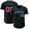 Custom Black Pink-Teal Authentic Baseball Jersey - Style 7