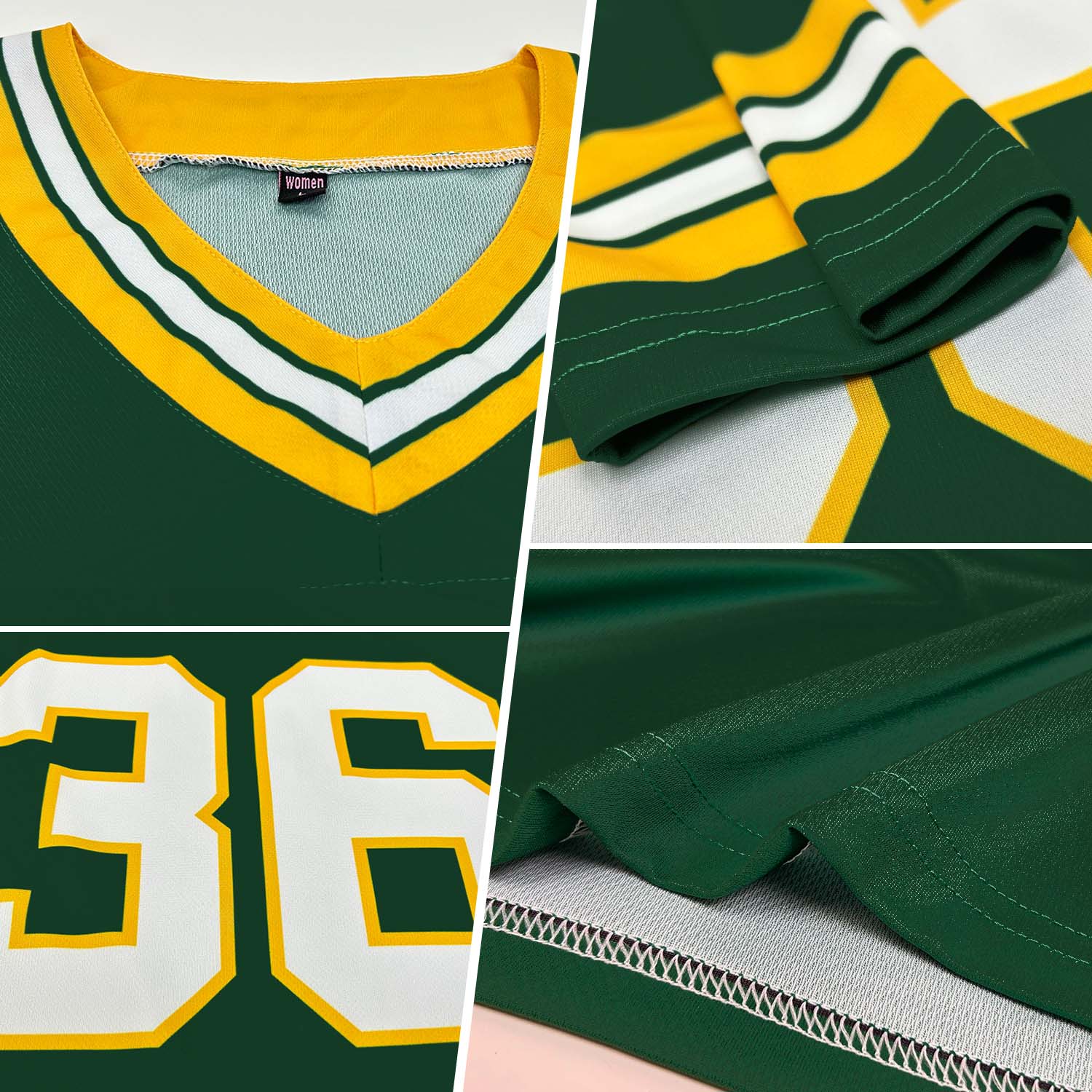Custom Green White-Gold Authentic Football Jersey - Image 2