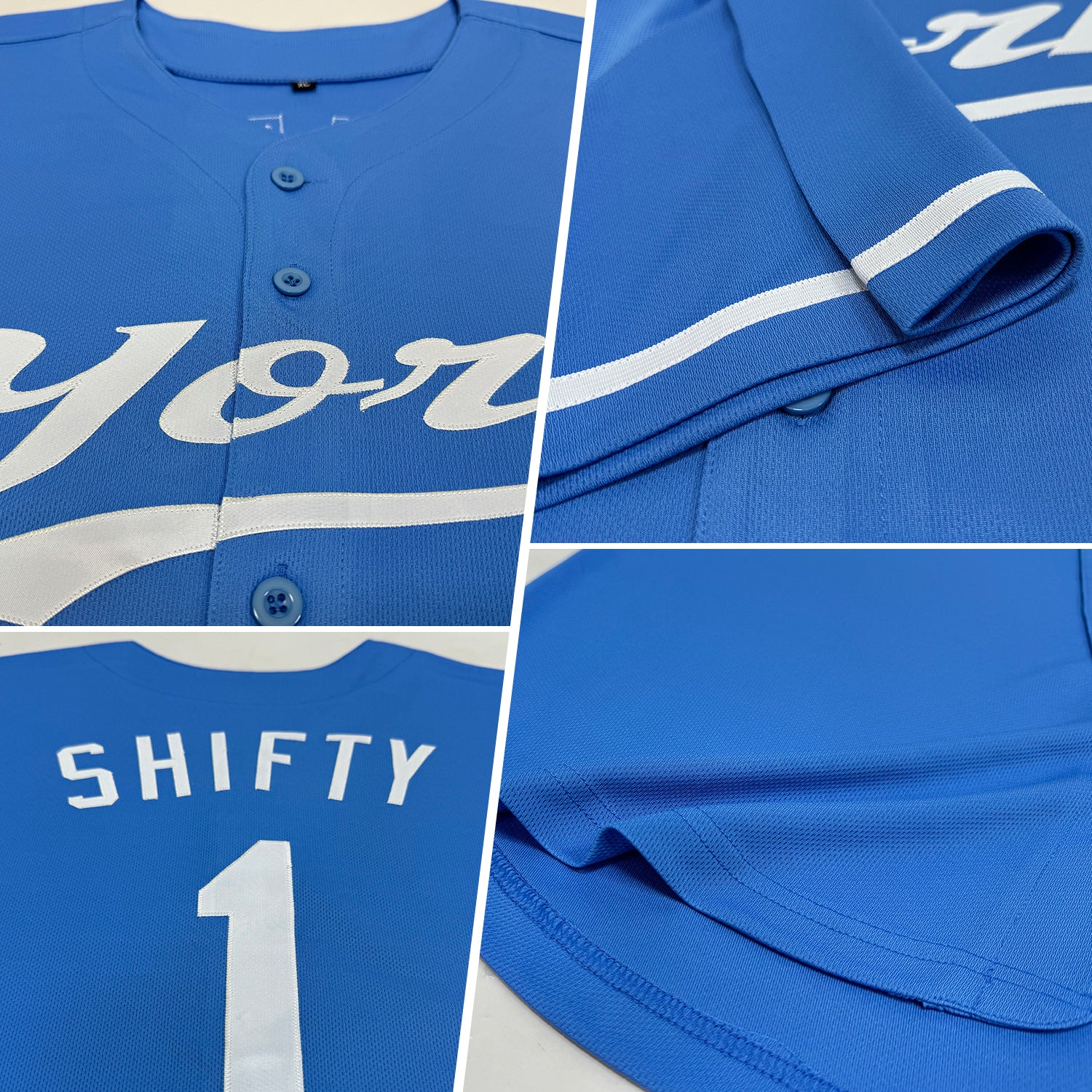 Custom Light Blue White Authentic Baseball Jersey - Image 2