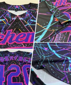 Alternative view of Custom 3D Pattern Design Magic Mushrooms Over Sacred Geometry Psychedelic Hallucination Authentic Baseball Jersey