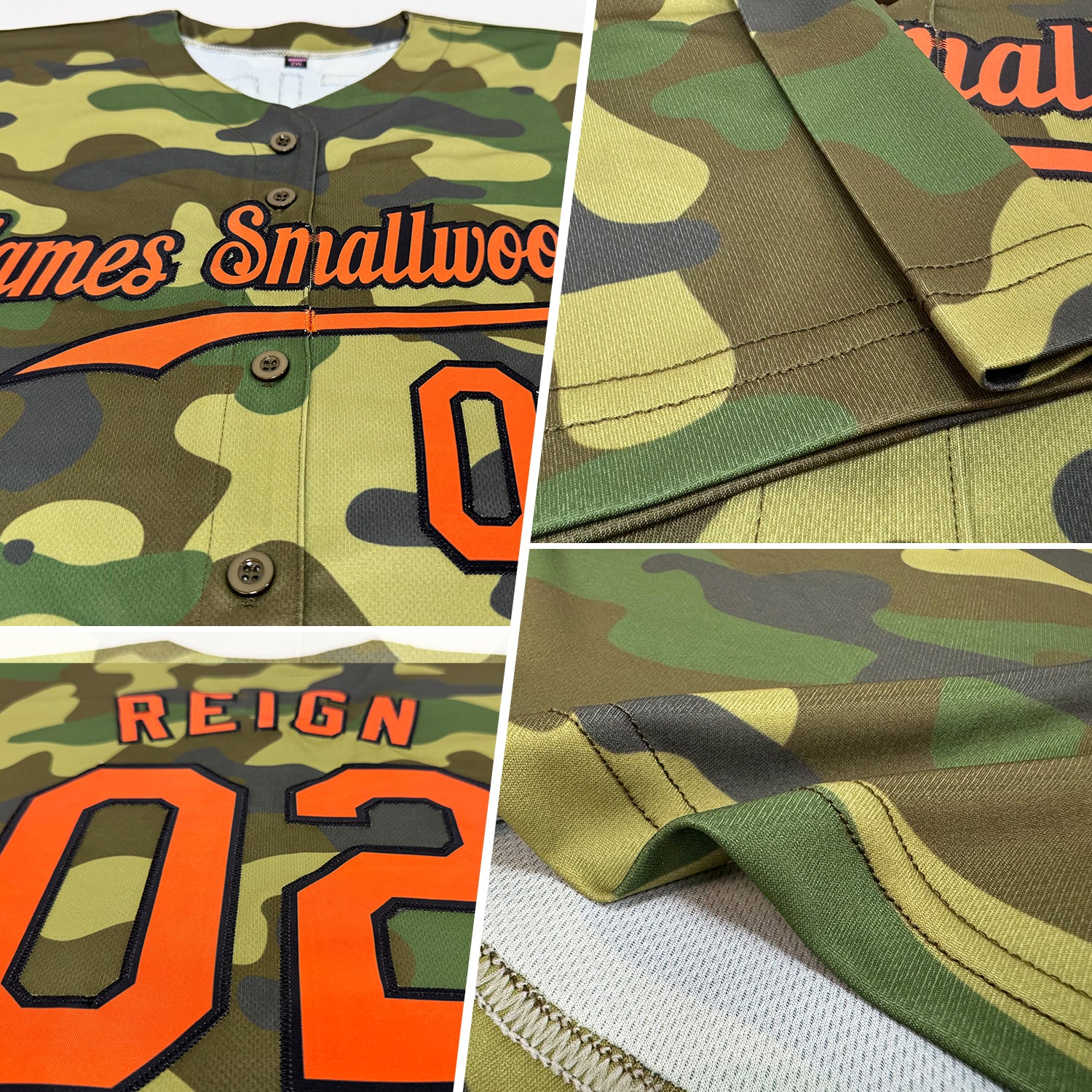 Custom Camo Orange-Black Authentic Salute To Service Baseball Jersey - Image 2