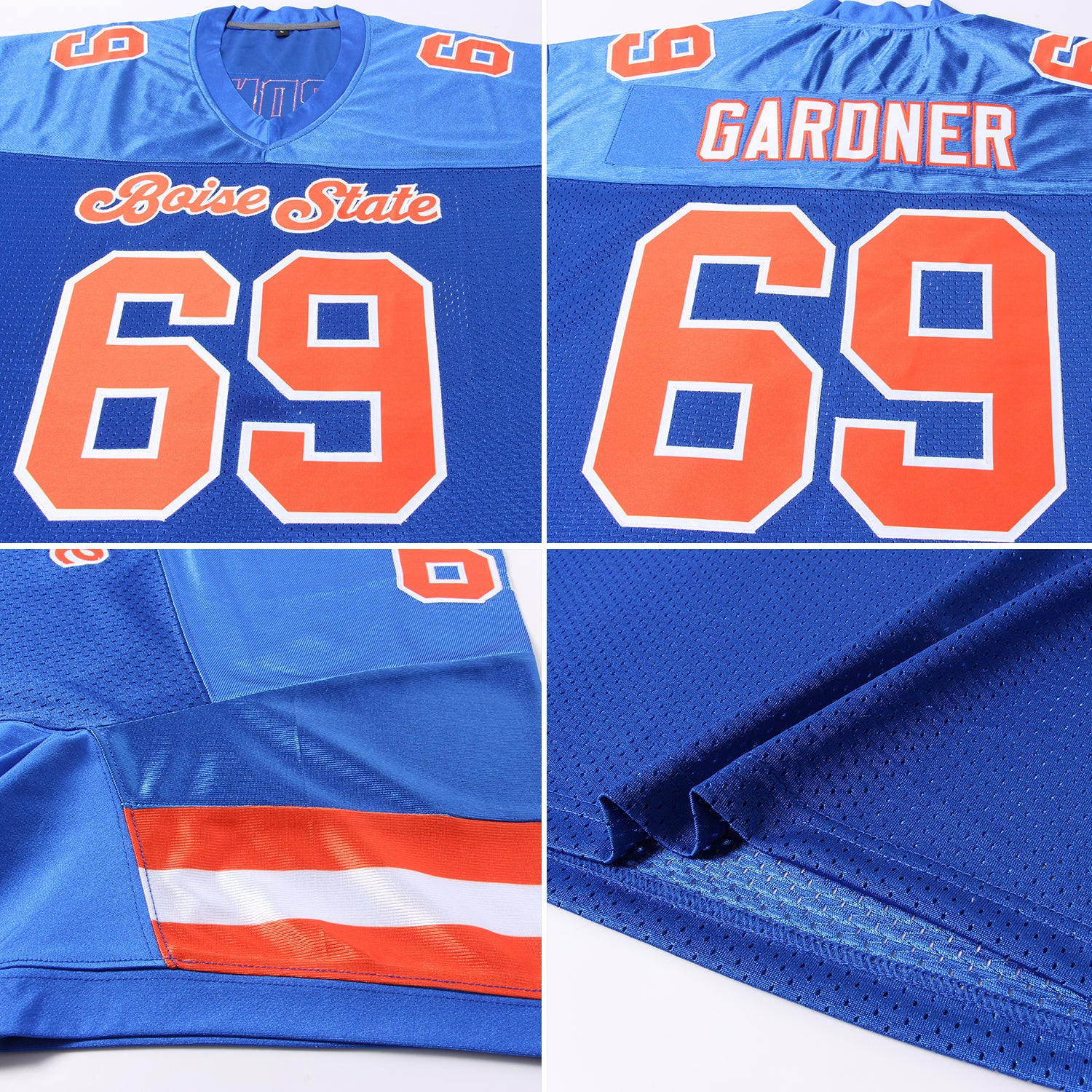 Custom Royal Orange-White Mesh Authentic Football Jersey - Image 5