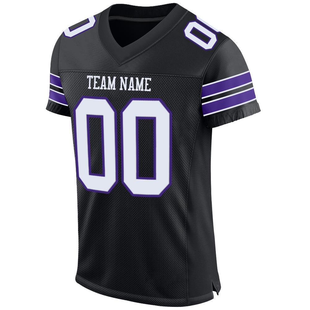 Custom Black White-Purple Mesh Authentic Football Jersey - Image 2