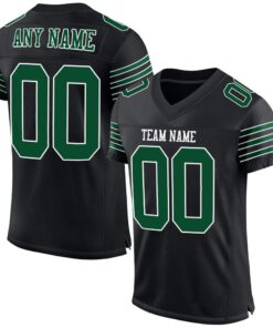 Custom Black Grass Green-White Mesh Authentic Football Jersey