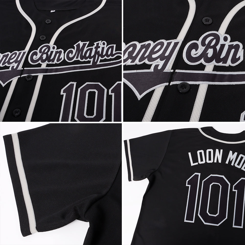 Custom Black Black-Gray Authentic Baseball Jersey - Image 3