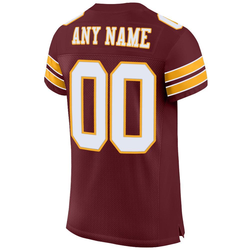 Custom Burgundy White-Gold Mesh Authentic Football Jersey - Image 4