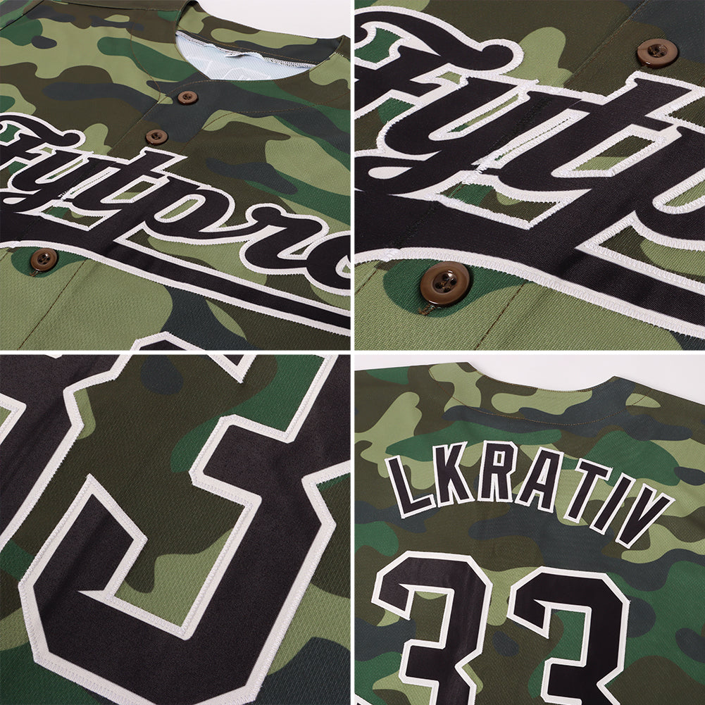 Custom Camo Black-City Cream Authentic Salute To Service Baseball Jersey - Image 2