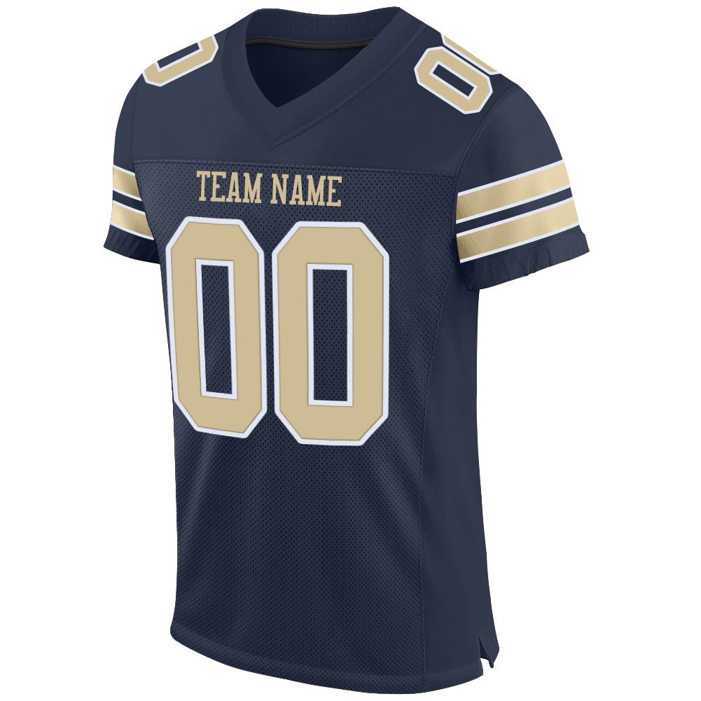 Custom Navy Vegas Gold-White Mesh Authentic Football Jersey - Image 2