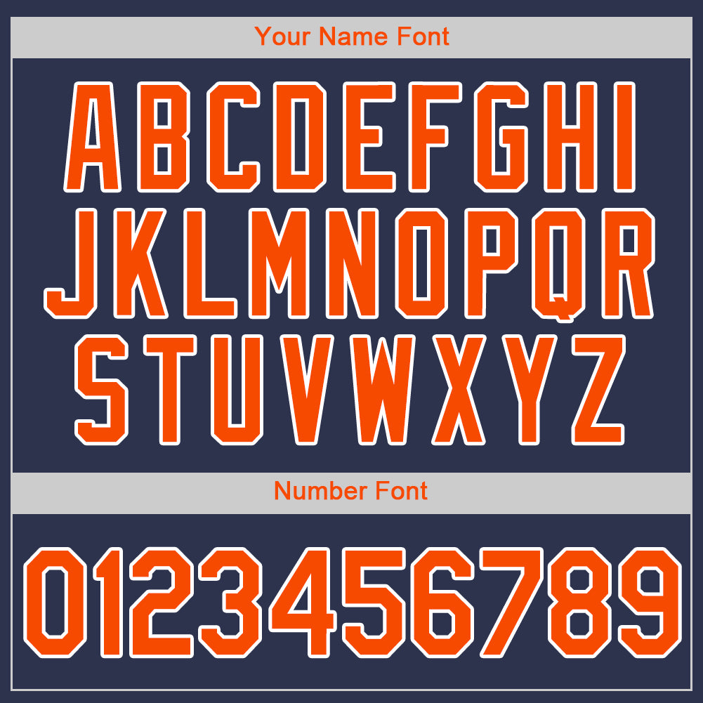 Custom Navy Orange-White Authentic Baseball Jersey - Image 5