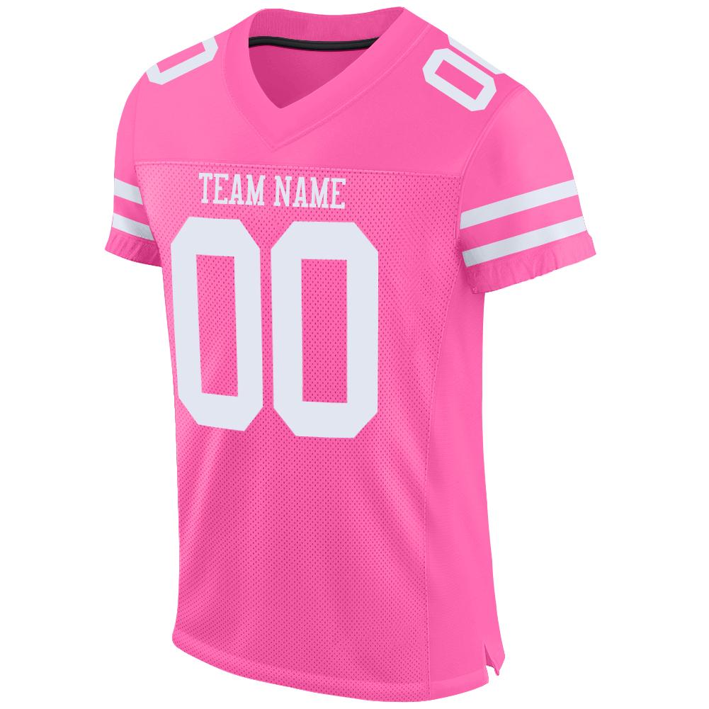 Custom Pink White Mesh Authentic Football Jersey - Image 2