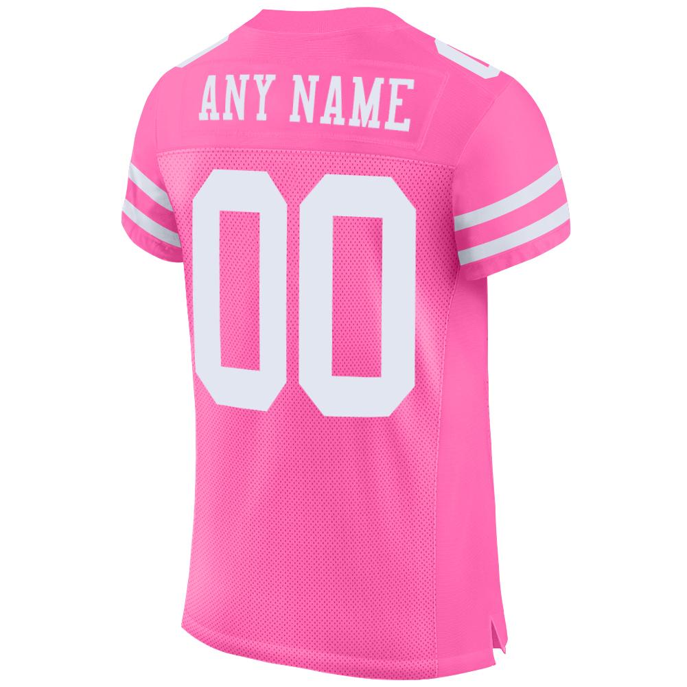 Custom Pink White Mesh Authentic Football Jersey - Image 3