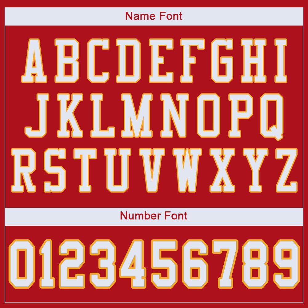 Custom Red White-Gold Mesh Authentic Football Jersey - Image 5
