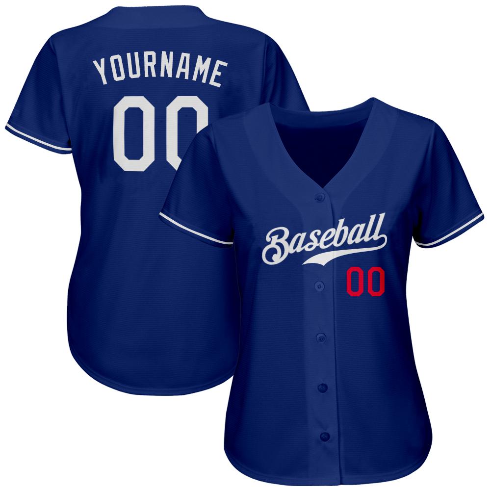Custom Royal White-Red Authentic Baseball Jersey - Image 3
