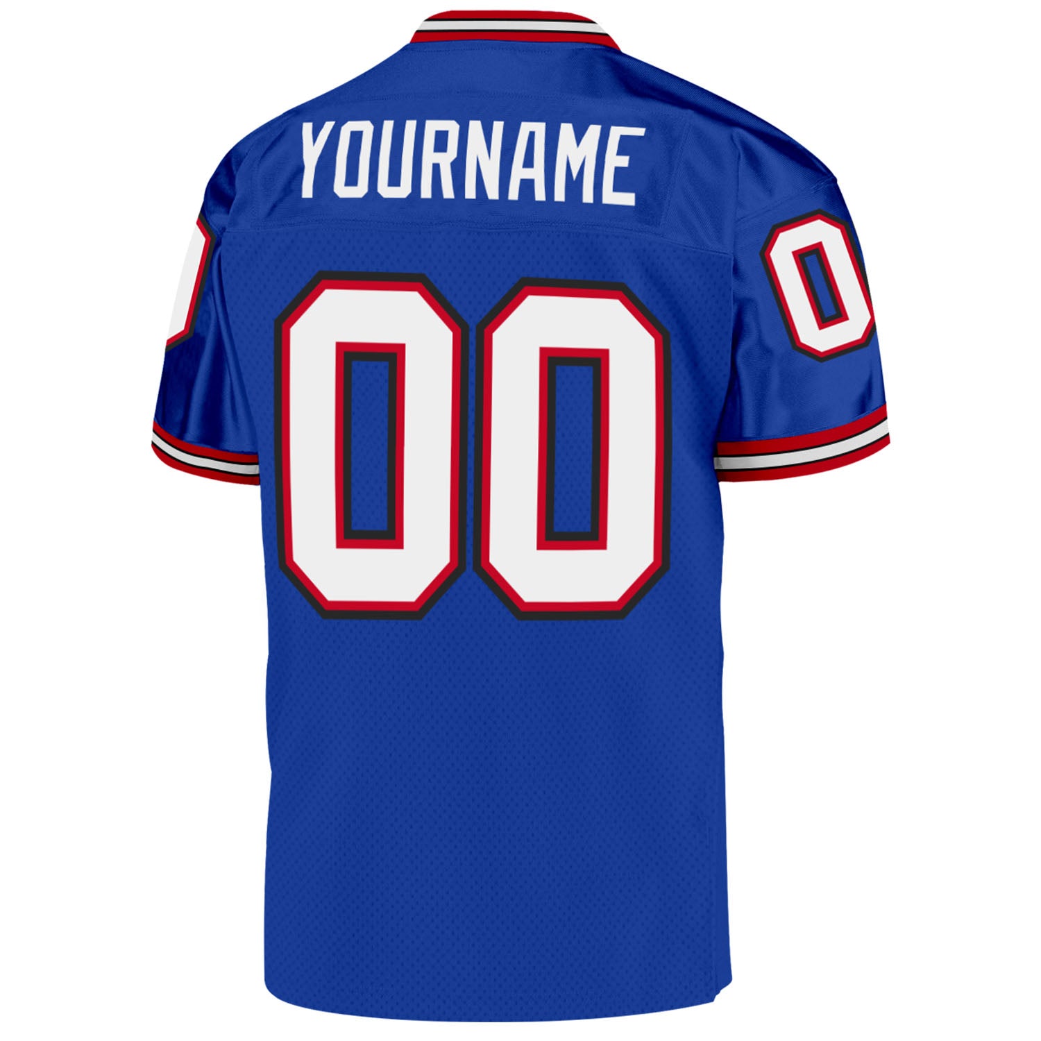 Custom Royal White-Red Mesh Authentic Throwback Football Jersey - Image 3