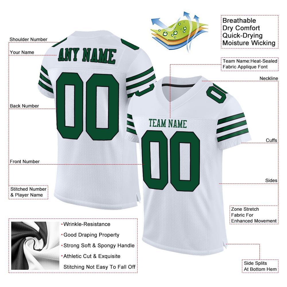 Custom White Grass Green-Black Mesh Authentic Football Jersey - Image 5
