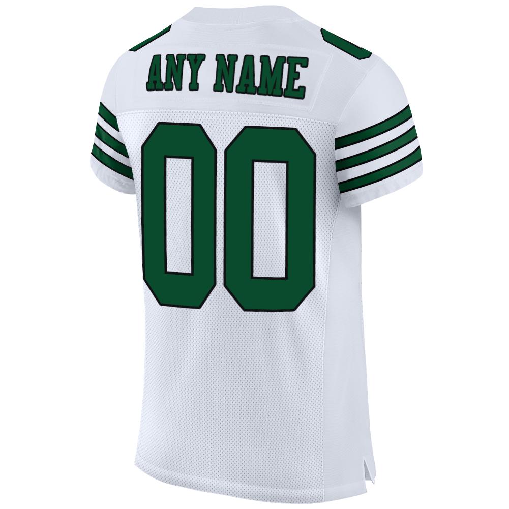 Custom White Grass Green-Black Mesh Authentic Football Jersey - Image 4